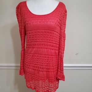 New Directions Vibrant Coral Knit Tunic